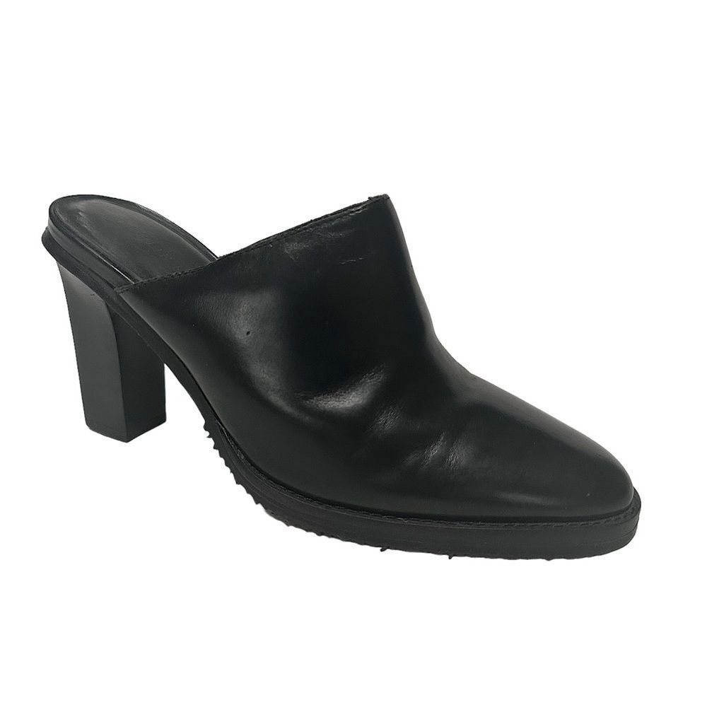 Colin Stuart Brown Leather Short/Easy Slip on Mule Stacked Heel Shoes. Womens 7M